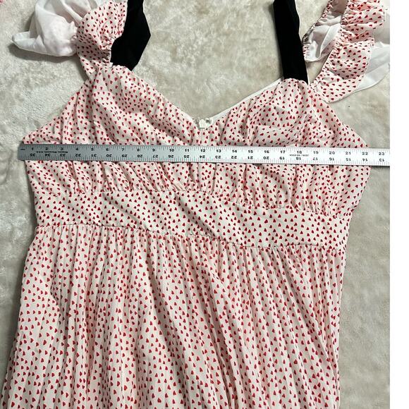 Eloquii Printed Midi Dress Women's Plus 18 White Red Hearts Cold Shoulder RTR - Picture 10 of 13